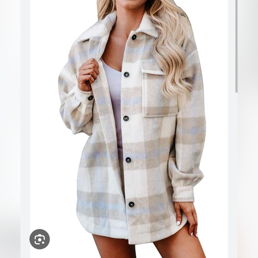 Beige Plaid Shacket